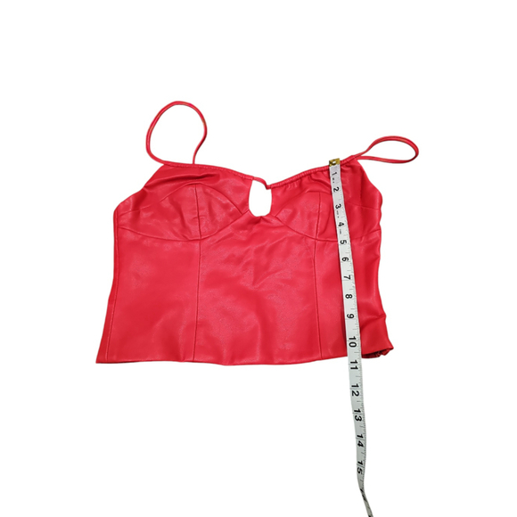 WAYF Giselle Faux Leather Crop Camisole in Red Sz XS - Picture 7 of 11